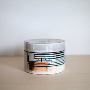 Salmon and green spice jar