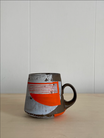 Baby blue and flame orange coffee mug