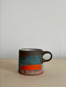 Sea green and flame orange coffee mug