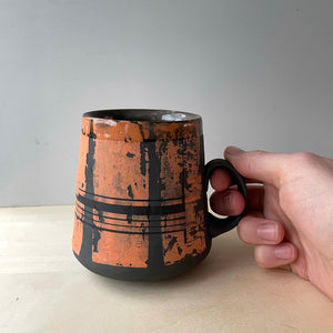 Striped pumpkin coffee mug