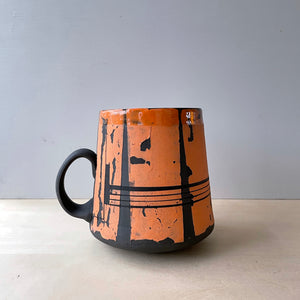 Striped pumpkin coffee mug