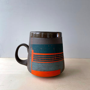 Sea green and flame orange coffee mug